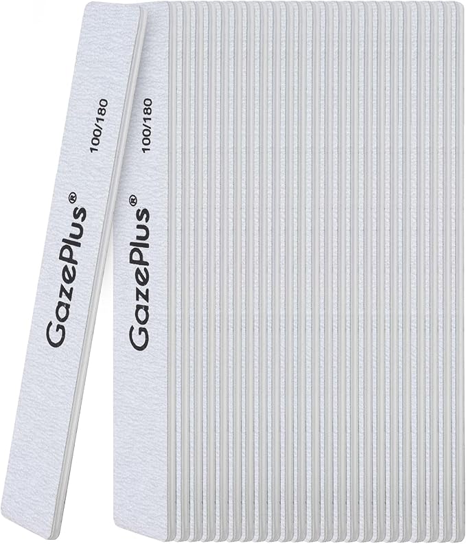 Nail Files, 24 PCS Fingernail Files 7" Long 100/180 Grit Emery Boards for Nails Professional Nail File Bulk Washable Suitable for Both Acrylic and Natural Nails Zebra