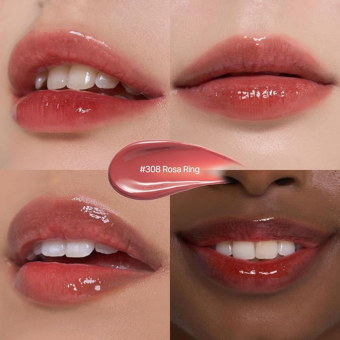 Laka Jelling Nude Gloss Mini, 1.9g/0.07oz, Sheer Hydrating Lip Oil with No Stain, Non-Sticky, Nourishing Gloss for a Fresh, Glowy Look, Vegan, Clean Beauty Makeup, K-Beauty (#308 Rosaring)