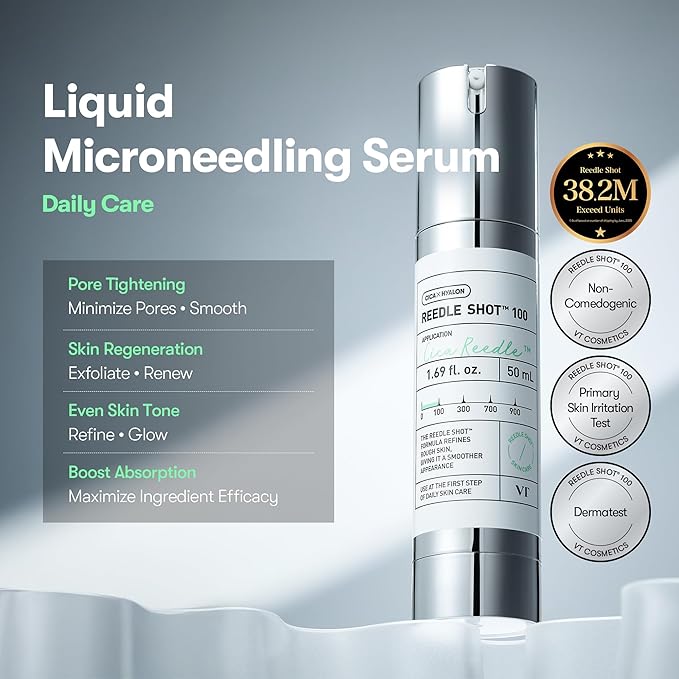 VT COSMETICS Reedle Shot 100 & PDRN Essence Set, Microneedling Serum and Glow Serum Duo for Glass Skin, Korean Skincare