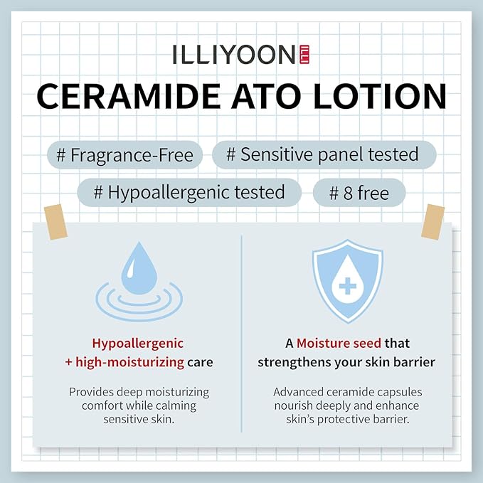 ILLIYOON Ceramide Ato Lotion 528ml(17.85oz) | Daily Moisturizing Lotion for All Skin Types | Deep Moisturizing and Soothing Effect | Korean Skin Care
