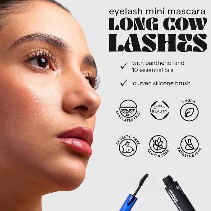 SARELLY, Long Cow Lashes Mascara, Waterproof, Nourishing, Lash-Conditioning, Clean Beauty, Sarelly Creative Lab