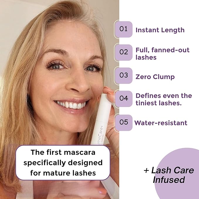 Rumi Cosmetiques VolumeCare+ Mascara For Mature Women - Extreme Length and Volume 2-in-1 Formula - No Clumps or Flaking, Long-Wearing, Hypoallergenic Mascara For Sensitive Eyes (Dark Brown)