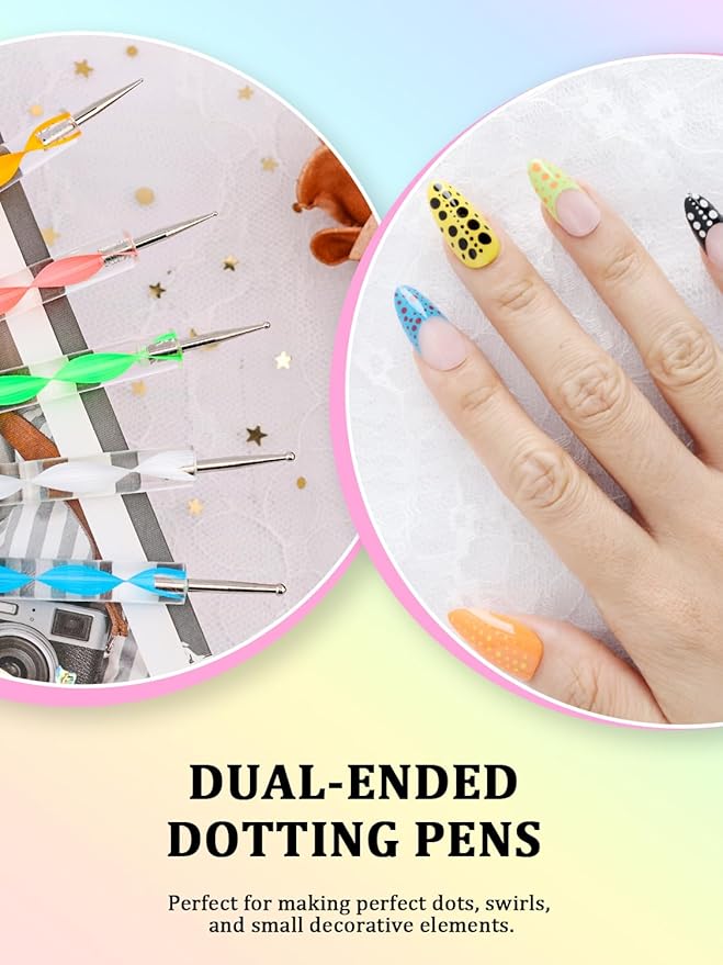 YOOVR Nail Art Tools Set, Nail Stand for Press on Holder for Painting Nails, Nail Art Brushes, Liner Brushes, Nail Dotting Tool, Must Haves Design Tools Supplies Kit for Nail Tech & Beginners (Pink)