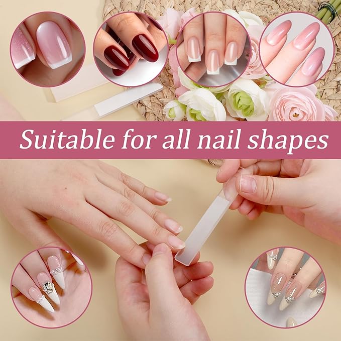 Glass Nail Files, 8 PCS Nano Nail File with Case Glass Nails Buffer for Natural Nails Women Shaping Buffing and Polishing