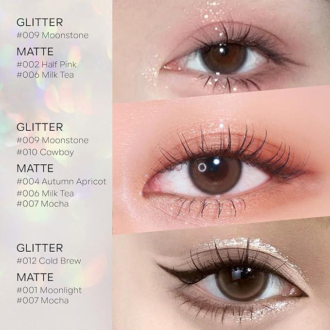 KYDA 2 Colors Single Matte Eyeshadow, Off White Vanilla + Nude Beige Brown, Ultra-fine Lightweight Powder, Daily Matte Pressed Eyeshadow, Moonlight & Milk Tea