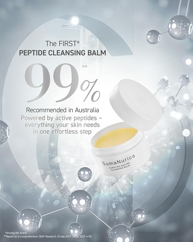 SumaNurica Purifying Enzyme Cleansing Balm, Biotech Peptide Makeup Remover, 3-in-1 Facial Oil Cleanser for Sensitive & Acne-Prone Skin, Deep Cleanse Waterproof Makeup & Impurities, 0.42oz/12g