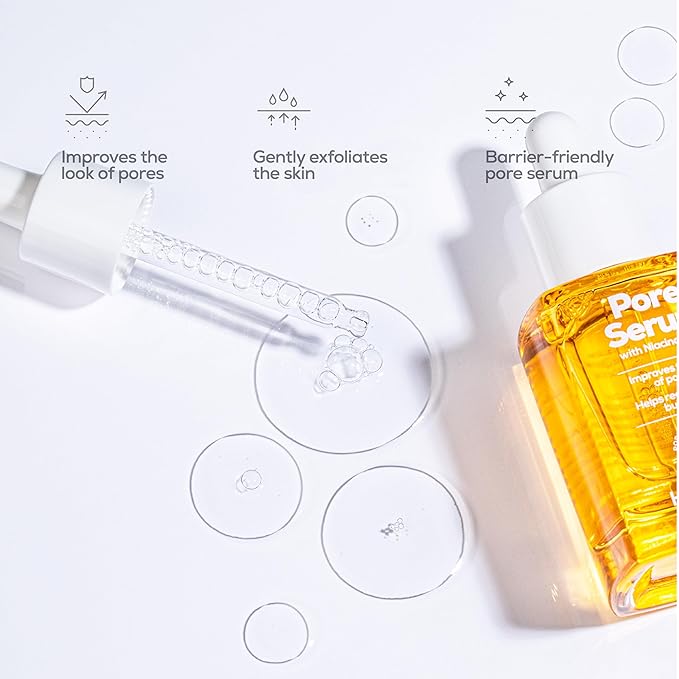 Hanhoo Pore Serum with Niacinamide, 1.01 Fl. Oz., with Niacinamide, Salicylic Acid, and Glycolic Acid, Gently Exfoliates, Clears Clogged Pores, Minimizes Enlarged Pores, Korean Skincare