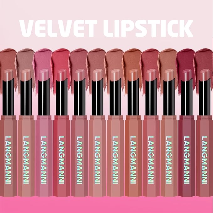 Jolilab 6Pcs Velvet Matte Lipstick Nude Matte Soft Dark Color Stick High Pigmented Long-Lasting Waterproof Lip Stick Lip Balm Beauty Cosmetics Gift for Women(Curated Set B)