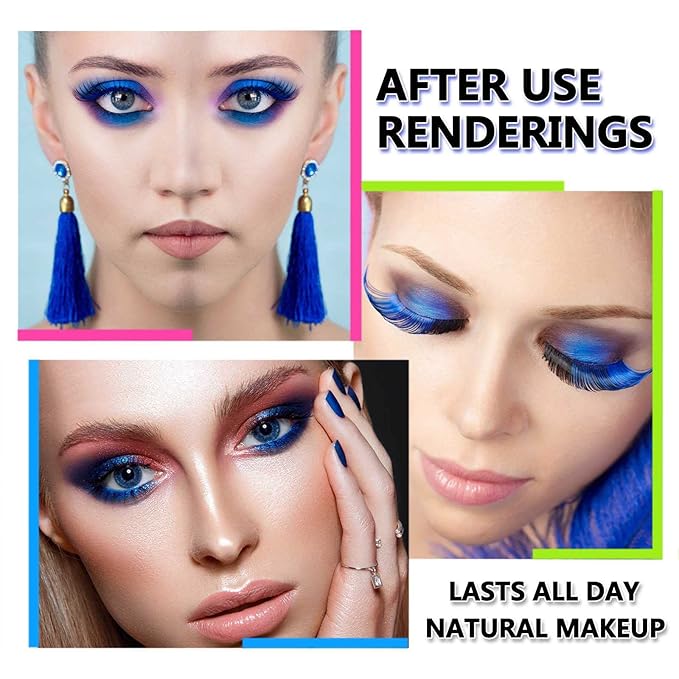 Blue Mascara For Eyelashes Waterproof Voluminous Natural Hypoallergenic Colored Best Benefit Volumizing Lengthening Curling Defining Washable Blue eyeliner Lashes Eyelashes Mascara Navy