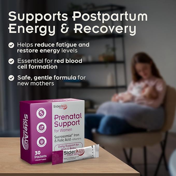 SiderAL Prenatal Vitamins for Women | Clinically Proven Iron Supplement for Women with Folic Acid, Vitamin C, D, B6, & B12 | Trusted Multivitamin for Pregnancy & Energy Support | 30 Powder Sticks