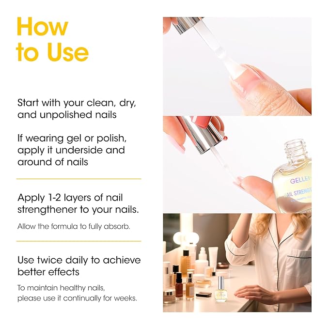 GELLEN Pro Care Ginger Nail Strengthener, Ginger Serum Treatment, 8-IN-1 Air Dry Clear Nail Repair Growth Strengthener Calcium Keratin Nourish for Thin Damaged Nails Growth & Post-Removal Repair