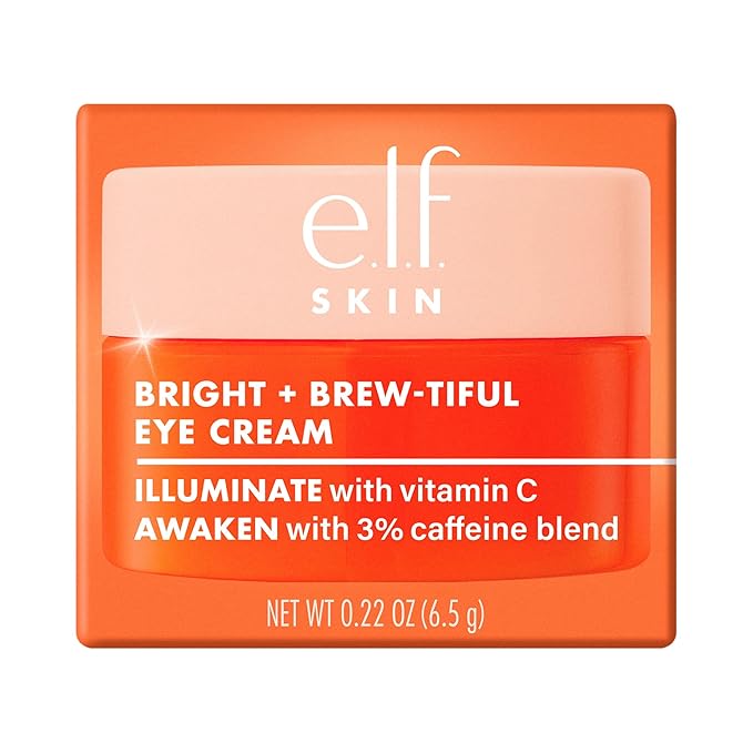 e.l.f. SKIN Bright + Brew-tiful Eye Cream Mini, Helps Brighten Appearance Of Undereye Dark Circles & Repair Puffiness, Vegan & Cruelty-Free
