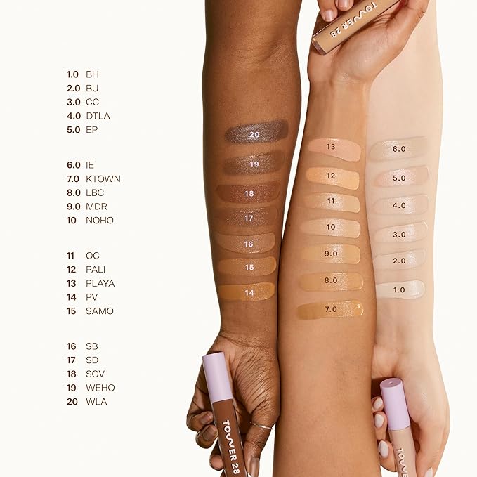 Tower 28 Beauty Swipe Serum Concealer - Hydrating Buildable Medium-Coverage Concealer with Skincare Benefits for Sensitive Skin - Shade 18 SGV, Deep with Warm Undertones, 0.22 Fl Oz
