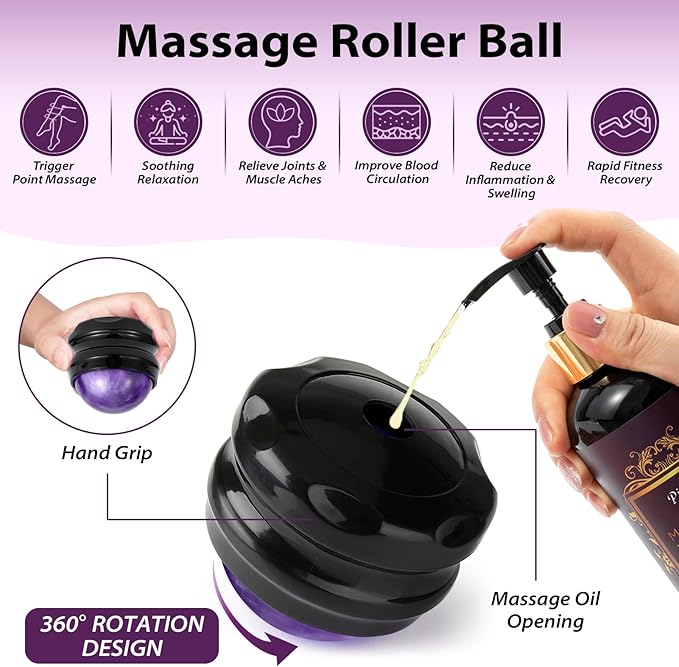 Pjordo Aromatherapy Lavender Massage Oil, Massage Oil for Massage Therapy, Calming, Soothing, Relaxing, Spa Gifts for Him Her, 10 Fl Oz, Valentines Day Gifts for Women Men