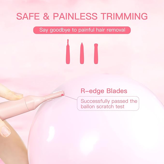 HEBECA Nose Hair Trimmer for Women, 3in1 Electric Eyebrow Trimmer Waterproof Facial Hair Removal Rechargeable Hair Shaver Razor for Nose Ear Eyebrow Peach-Fuzz Lips Chin FT3001 Pink (Pink)