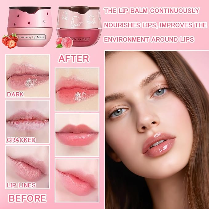 10 PCS Bee Lip Balm Honey Pot, Honey Coconut Cherry Peach Mint Grape Vanilla Strawberry Watermelon Apple, Lip Balm Bulk with Stick, Hydrating Lip Mask Overnight, Exfoliating Crack Scrubs