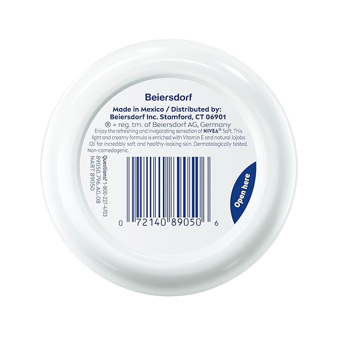 NIVEA Soft Refreshingly Soft Moisturizing Cream for Face, Body and Hands, Lightweight, Non-Greasy, 48-Hour Body Moisturizer with Jojoba Oil and Vitamin E, 6.8 Oz Jar, Pack of 3