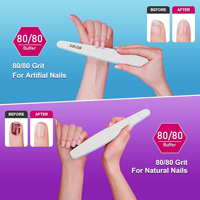 Diesisa 15pcs 80/80 Grit Nail Files for Natural Nails, Double Sided Emery Boards for Nails, Professional Nail Files for Acrylic Nails for Home & Salon (limas para manicura)