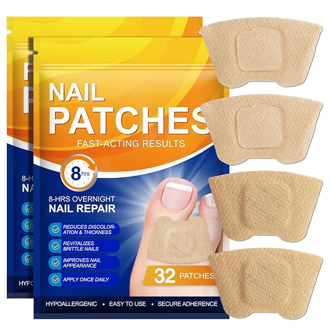 Toenail Treatment Extra Strength, 64 Pcs Nail Patches 8-Hour Overnight Nail Fast Acting Repair for Damaged, Resolve Thick, Discolored Nails, Foot Nails Repair & Care, Maintain Nail Balance