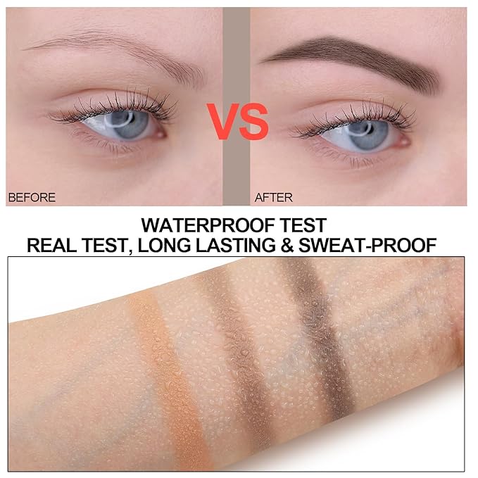 GEUUFEA 3 Colors Eyebrow Makeup Kit, Professional Brow Contour Palette, Waterproof Long-lasting Eyebrow Filler Powder with Mirror & Brow Brush