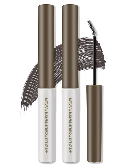 Erinde 2PCS Tinted Eyebrow Gel, Micro-Precision Adjustable Angle Brush Tinted Brow Gel, Waterproof Long-Lasting Smudgeproof Eyebrow Mascara Brow Tint for Natural Brow Makeup, 01 Cool Gray