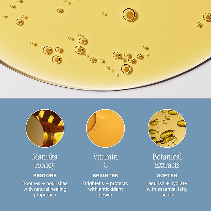 SKINN Luminous Lip Oil, Golden - Lip Care for Dry and Cracked Lips - Ultra-Light Non-Sticky Formula with Sheer Glossy Finish - Soothing Vitamin C & Manuka Honey Supports Collagen Production