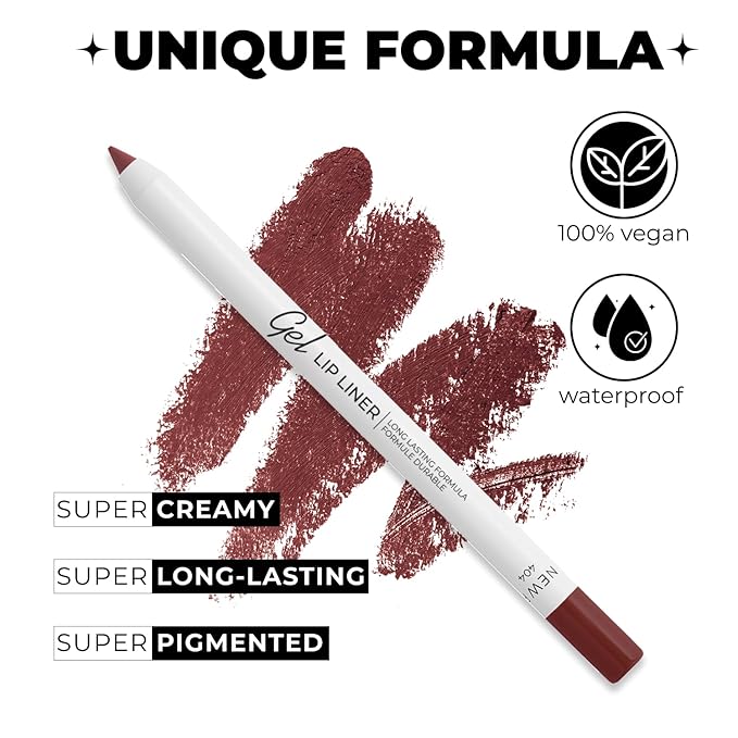 Lamel Matte Gel Lip Liner Pencil | Weightless & CreamyTexture - Sharpenable - Longwear & Waterproof - High Pigmented & Flawless Finish - Cruelty-free & Paraben-Free - 404, 1,7g/0.05oz. (Berry)