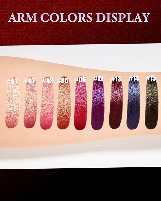 Glitter Metallic Lipstick for Women,Long Lasting Shimmer Sparkling Diamond Lipstick Glitter High Pigmented Lip Gloss Metallic Matte Nude Red Lip Color Stain Waterproof,Non Stick Lips Makeup-05