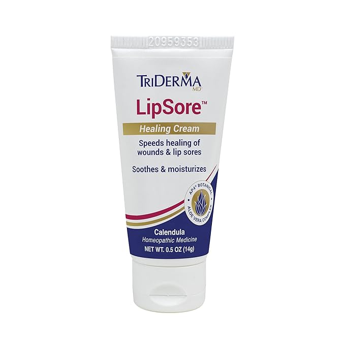 TriDerma LipSore Healing Cream, FSA Eligible, Calendula, AP4 Aloe Vera Gel - 0.5 oz