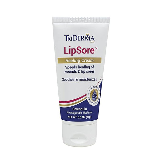 TriDerma LipSore Healing Cream, FSA Eligible, Calendula, AP4 Aloe Vera Gel - 0.5 oz