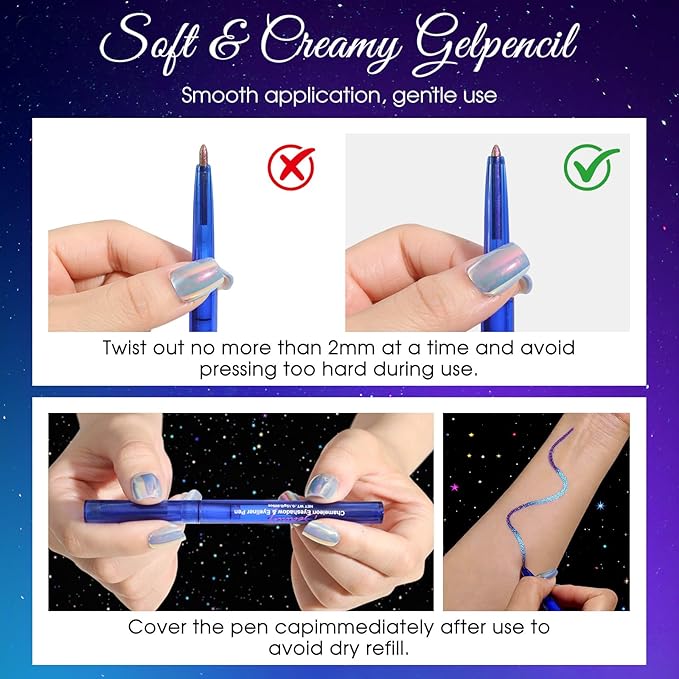 4PCS Chameleon Metallic Eyeshadow & Eyeliner Gel Pencil Set – Multichrome Shifting Colors Glitter Eye Makeup, Waterproof Long-Lasting Smudge-Proof Duochrome Pencil for Multi-Dimensional Looks
