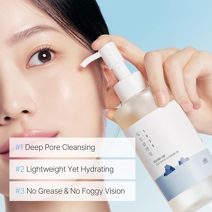ROUND LAB 1025 Dokdo Cleansing Oil 6.76 Fl Oz, Lightweight Oil Cleanser for Face, Makeup Remover for Sensitive Skin, Blackhead and Pore Cleansing, Easy to Wash Off, No Oily Residue, Korean Skin Care