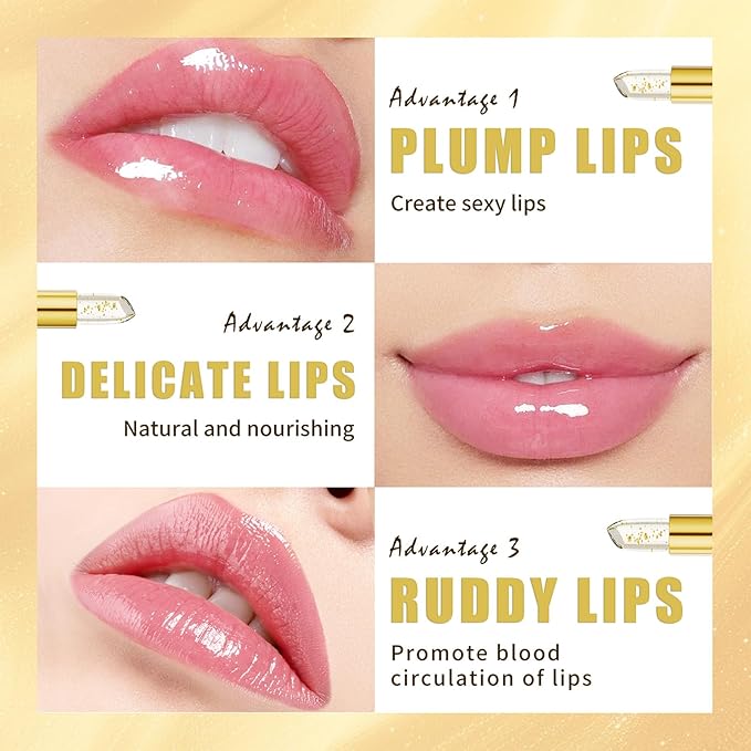 Color Changing Lipstick, Transferproof Gold Crystal Ph Lipstick Color Changing, Clear Lip stick That Changes Color, Nourishing Long Lasting 24 Hours Moisturizing Shine Lip Gloss for Women
