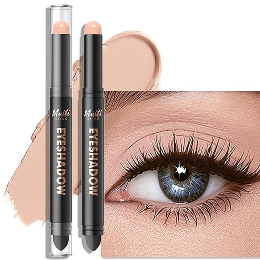 Dual-Ended Eyeshadow Stick - Long-Lasting Cream Eye Shadow Stick Crease-Proof Matte Eyeshadow Pencil, Easily Blendable Nude Eyeliner Eye Brightener Makeup with Built-in Smudger, 05 Desert