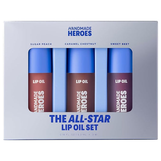 Handmade Heroes 100% Natural Vegan Lip Oil with Squalane Non-Sticky Lip Gloss Moisturizing, Shiny, Nourishing Korean Lip Gloss Lip Treatment - Pack of 3