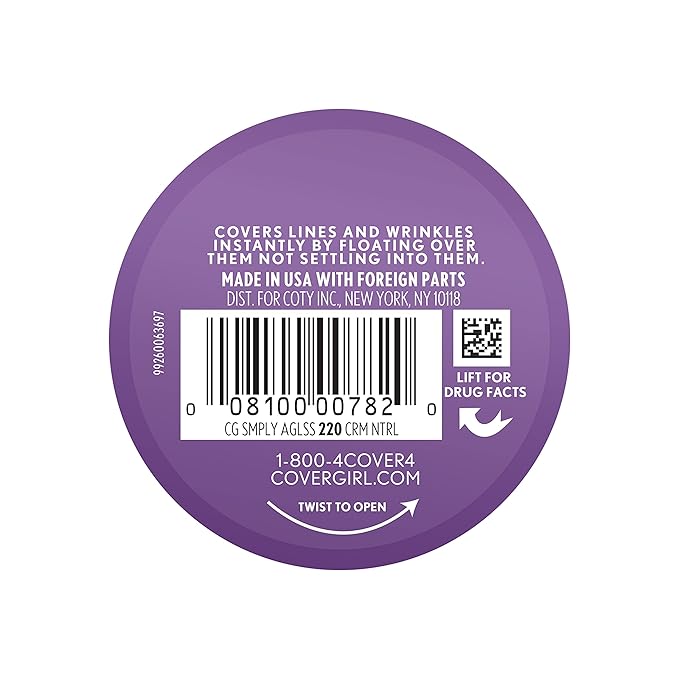 COVERGIRL & Olay Simply Ageless Instant Wrinkle-Defying Foundation, Creamy Natural 0.44 Fl Oz (Pack of 1)