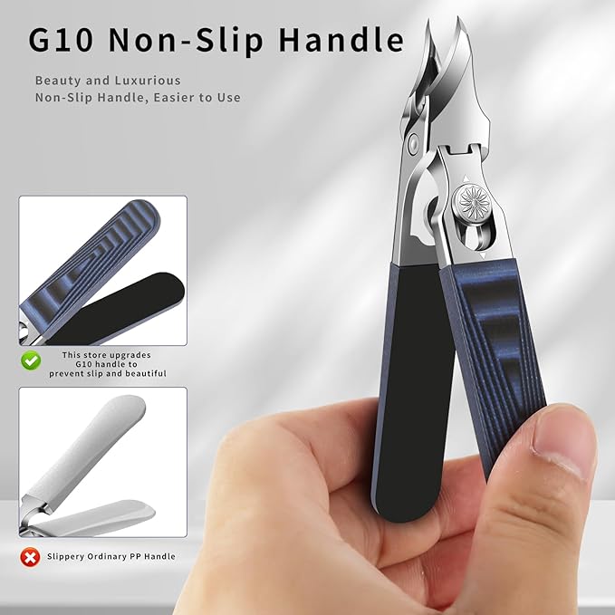 Ingrown Toenail Clippers with Curved Sharp Blade, Toe Nail Clippers for Ingrown Nails, Toenail Nipper for Seniors with Thick Toenails (Straight Blue C)