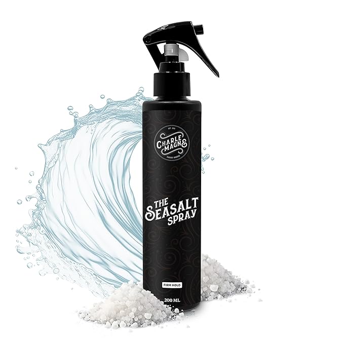 Charlemagne Sea Salt Hair Spray - 6.76 Fl Oz, Pack of 1, Mediterranean Breeze - Firm Hold Sea Salt Spray for Men - Heat Protection - Matte Finish Beach Hair