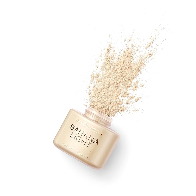 Revolution, Loose Baking Powder, Makeup Setting Powder, Long-Lasting Coverage, Mattifies & Reduces Shine, Banana Light, 1.12 oz
