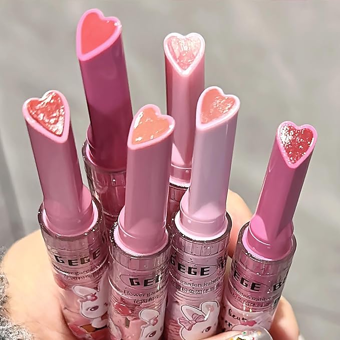 LuckNest 3 Colors Jelly Lipstick Gift Set, Tinted Heart Shape Lip Stain Lip Gloss, Mirror Hydrating Jelly Love Lipstick, Moisturizing Tinted Lip Balm, Vivid Color Glossy Lip Makeup for Girls (A)