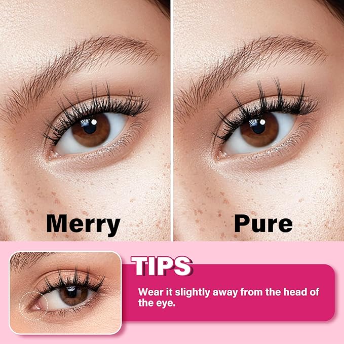 Magnetic Eyelashes Long Lasting And Reusable Magnetic Lashes 2 Pair 4 Magnets No Glue Needed False Eyelashes Waterproof,Cruelty Free,Easy To Wear(2 pair,Merry+Pure)