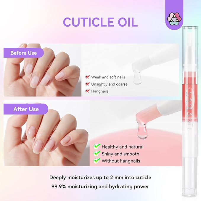 SAVILAND Acrylic Nail Kit for Beginners: Clear Nudes Pink Acrylic Powder and Liquid Set with #12 Acrylic Nail Brush Cuticle Oil Pen Forms Tools Extension Nail Kit with Everything Home DIY
