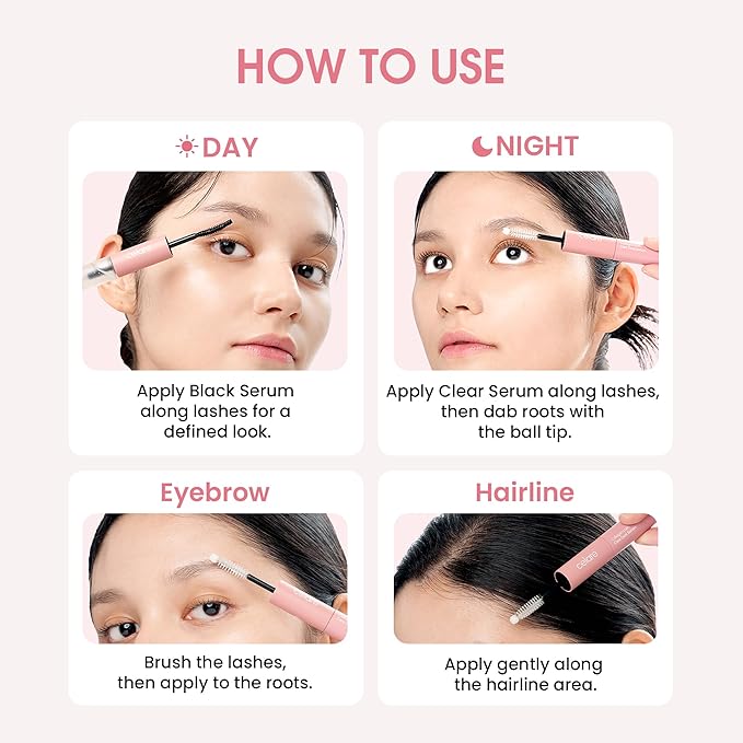 Celare Collagen Lash Care Dual Serum | 2-in-1 Lash & Brow Enhancing Serum for Women & Men | Collagen, Caffeine & Peptides | Fuller, Thicker Lashes & Healthy Roots | K-Beauty | 13 ml / 0.43 fl. oz.