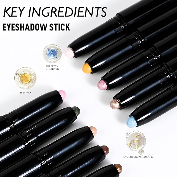 Matte Eyeshadow Stick, Gray Cream Eye Shadow Stick Waterproof Neutral Brown Eyeliner Brightener Pencil Crayon Long-Lasting Eye Highlighter Makeup for Women Easy to Use High Pigmented
