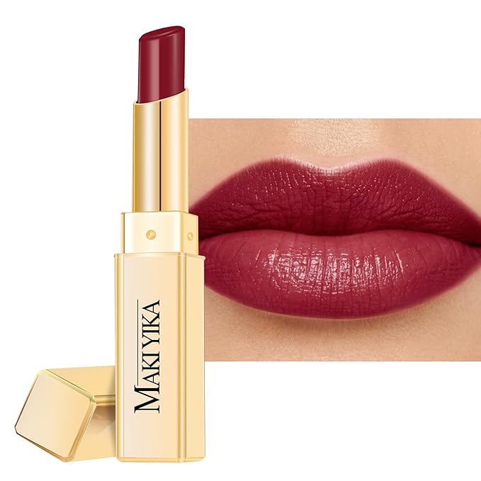 Dark Red Moisture Lipstick for Women Hydrate Tinted Lip Balm for Dry Cracked Lips Glossy Blackberry Lip Color Juicy Finish, MA074 Wine Radio