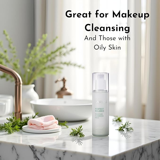 LAVIEN Perfect Balance Moisture Cleansing Milk - Milk-Type, Mugwort Facial Cleanser, Makeup Remover - Non Irritating, Suiteable for All Skin Types, Men and Women - 5.97 Fl Oz (150ml) Bottle