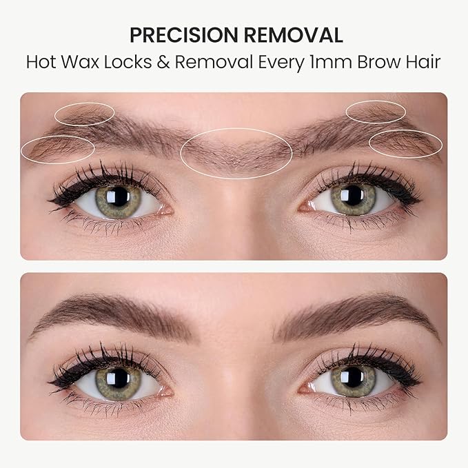 AUZEAL Mini Eyebrow Wax Kit for Women, Wax for Eyebrows Hair Removal, 26 Eye brow Waxing Sticks, 100g Brow Waxing Beads, USB Fast Heat, Smart Constant Temp, Travel or Home Use