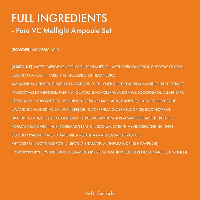 Dr.Ceuracle Pure Vitamin C Mellight Ampoule - Vitamin C Serum for Face, 4 Week Program for Anti-Oxidant, Firming, Clarify, Fade Pigmentation, Skin Radiance (4 Counts (Pack of 1))