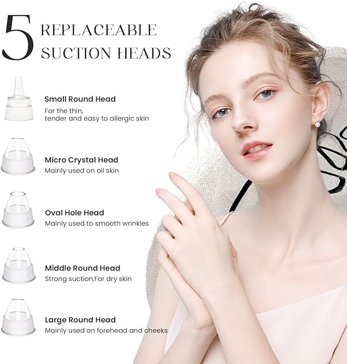 2025 Blackhead Remover Pore Vacuum,Facial Pore Cleaner-5 Suction Power,5 Probes,USB Rechargeable Blackhead Vacuum Kit Electric Acne Extractor Tool for Adult (Black)