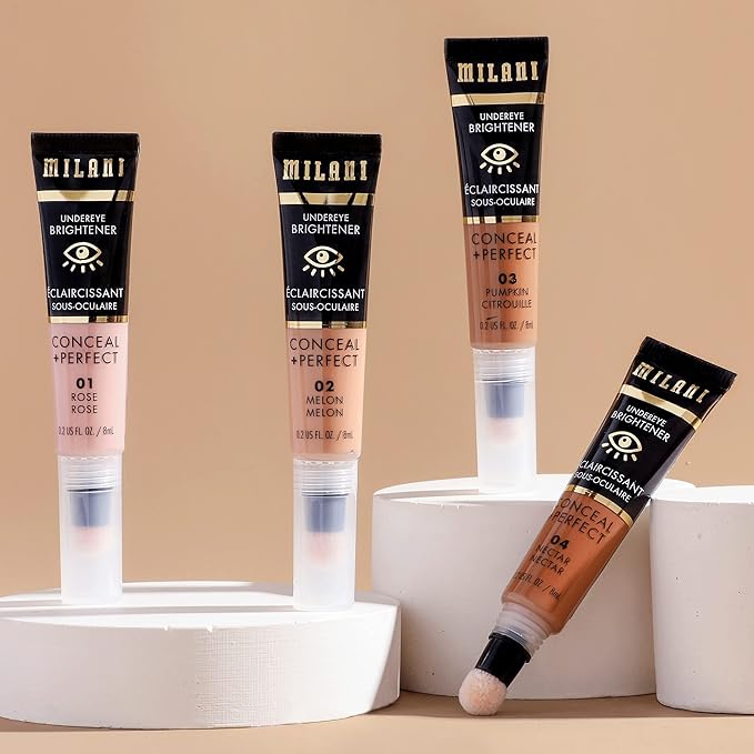 Milani Conceal + Perfect Undereye Brightener for Treating Dark Circles, Face Lift Collection - Nectar